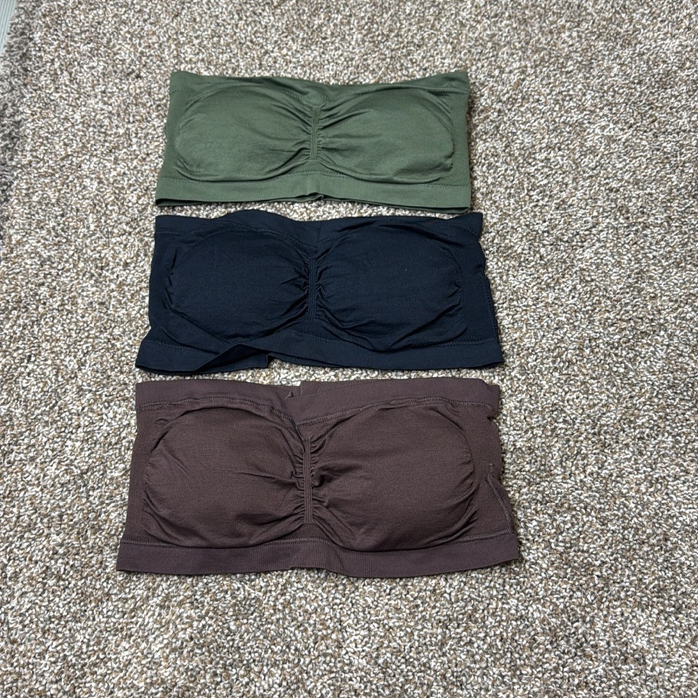 Set of Three Seamless Bandeau Bras. One Size Regular. NWT.